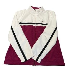 Reebok Sports Purple & White Full Zip Athletic Jacket Logo Womens Size Medium